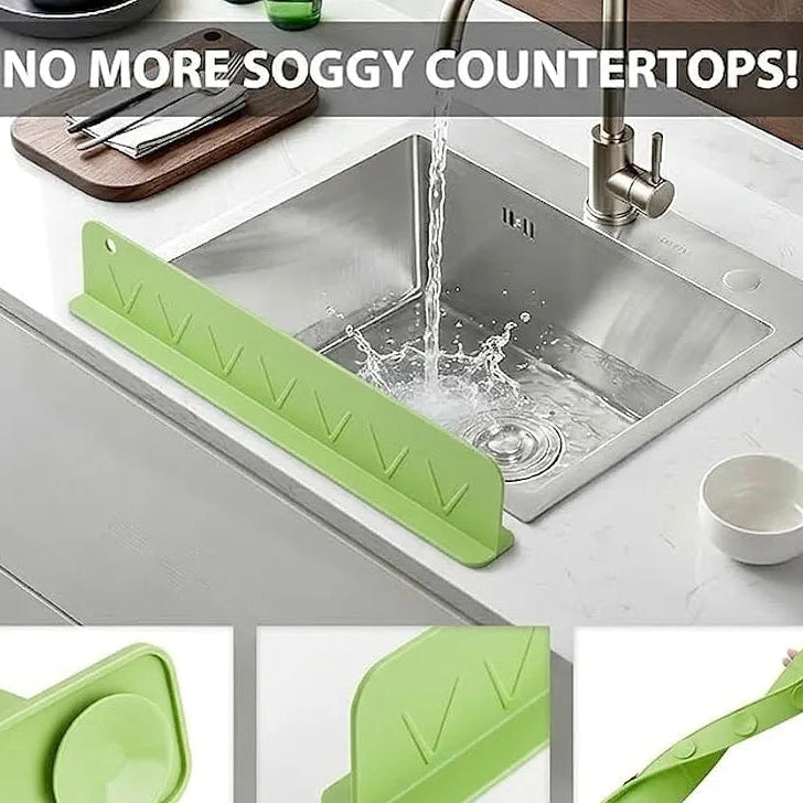 NaturalCozy 2PCS X 48CM Silicone Sink Splash Guard in Kitchen Sink Water Splash Guard with Strongfor Organizing! Montessori Remotes Organizing Waterproof Flexible Anti Splash for Kitchen 